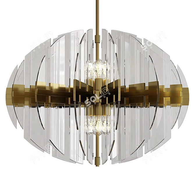 Elegant Zion Oval Chandelier 3D model image 1