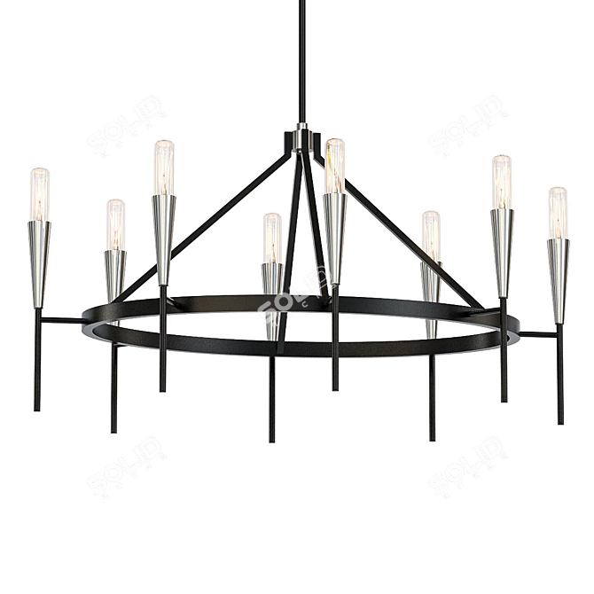 Flute Chandelier: Elegant Nickel Finish 3D model image 1