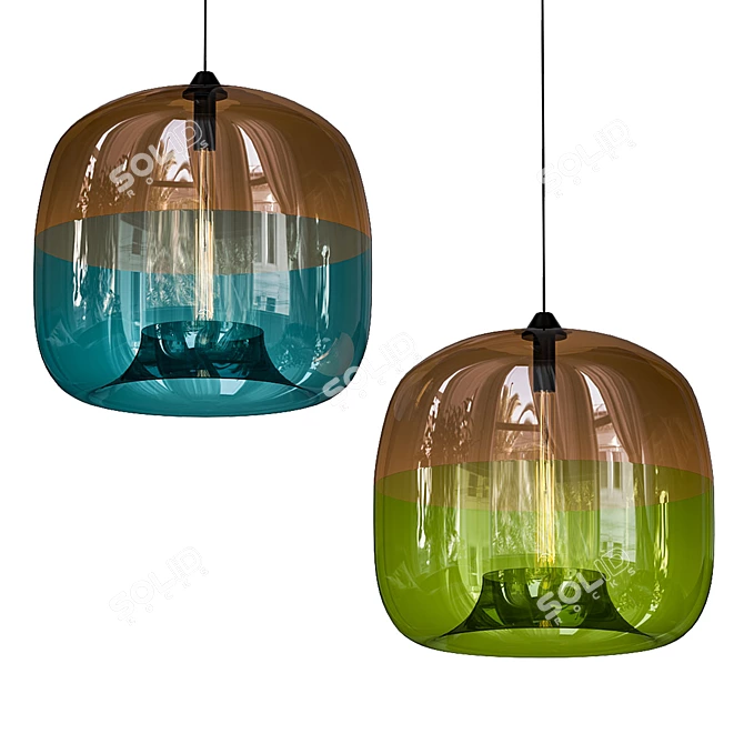 Elegant Glass Pendant Light 3D model image 1