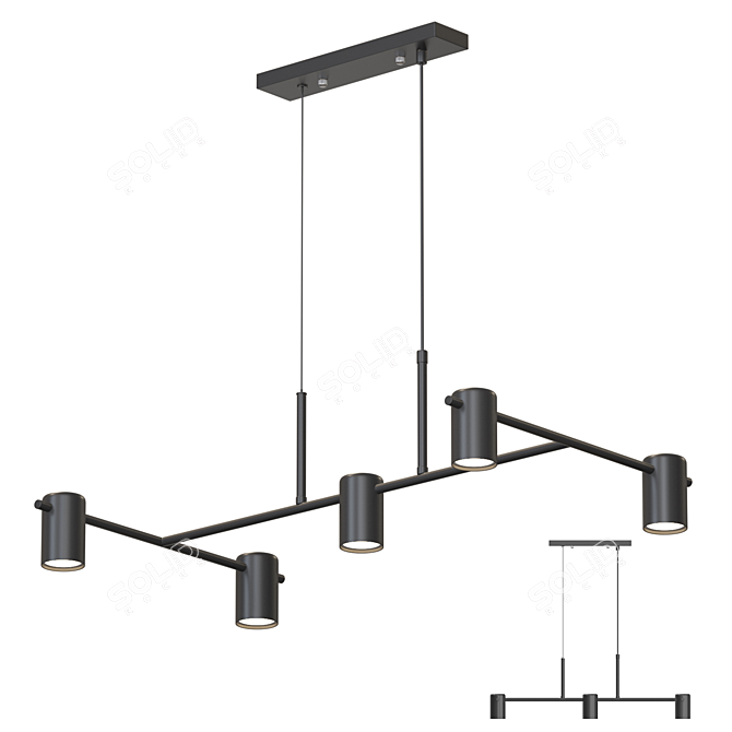 Modern Cylinder Pendant Lamp 3D model image 1