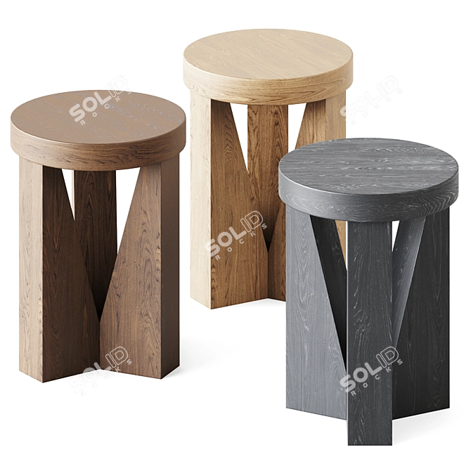 Modern Oak Stool: Cugino by Mattiazzi 3D model image 1