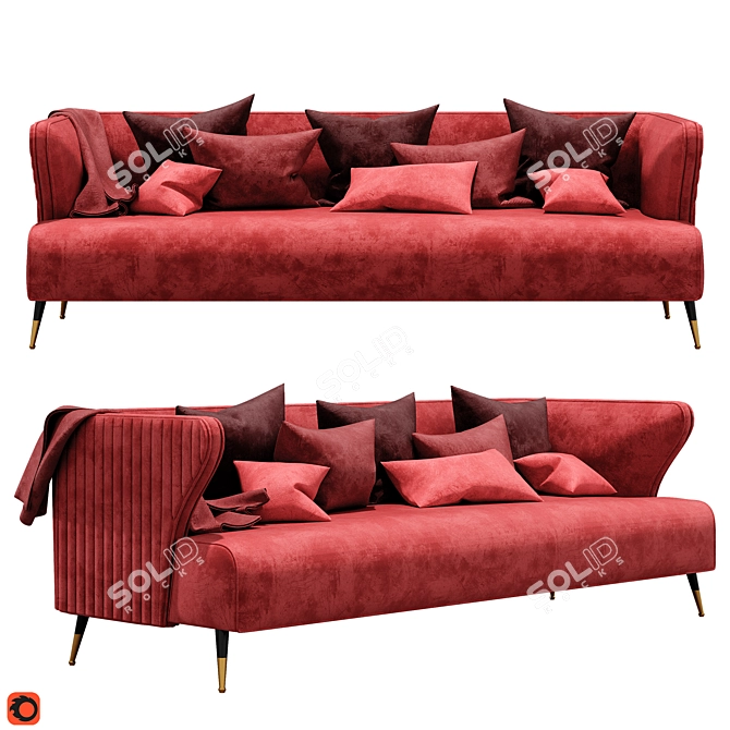 Retro-Inspired Fehring DecoDom Sofa 3D model image 1