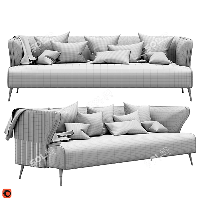 Retro-Inspired Fehring DecoDom Sofa 3D model image 2