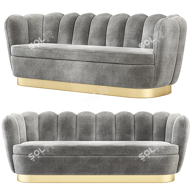 Elegant Mirage Velvet Sofa 3D model image 1