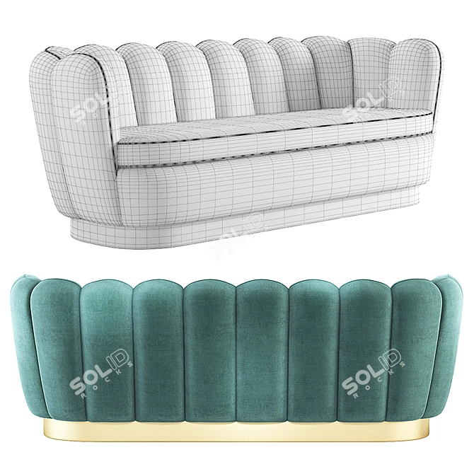 Elegant Mirage Velvet Sofa 3D model image 4