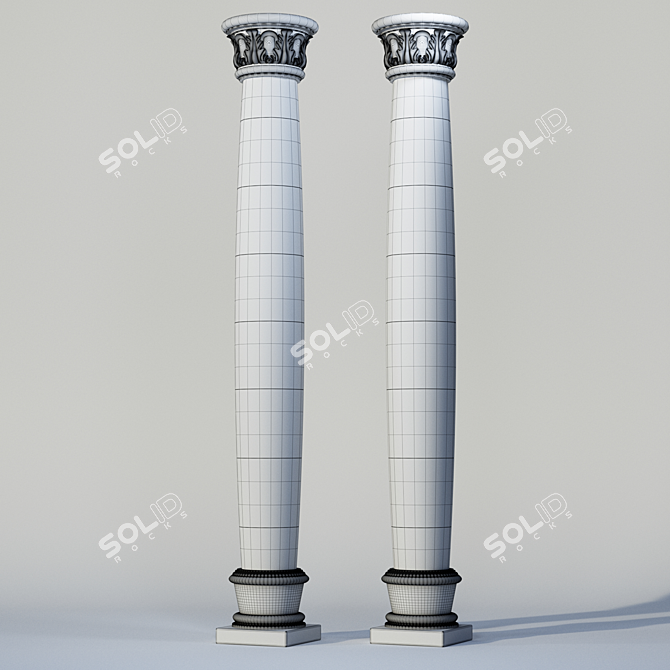 Classic Column No. 03 | Black & Gold/White & Gold | UV Mapped 3D model image 4