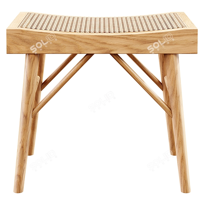 Zara Home Wood and Rattan Bench - Small 3D model image 1