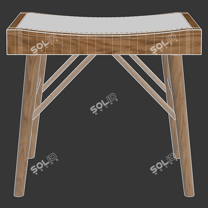 Zara Home Wood and Rattan Bench - Small 3D model image 3