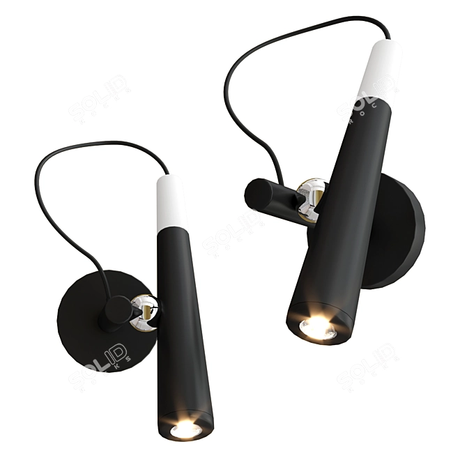 Modern Black Acrylic Wall Lamp 3D model image 1