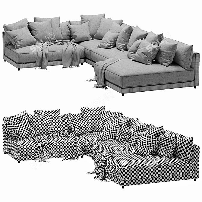 Modern Blanche Katarina Sectional 3D model image 5