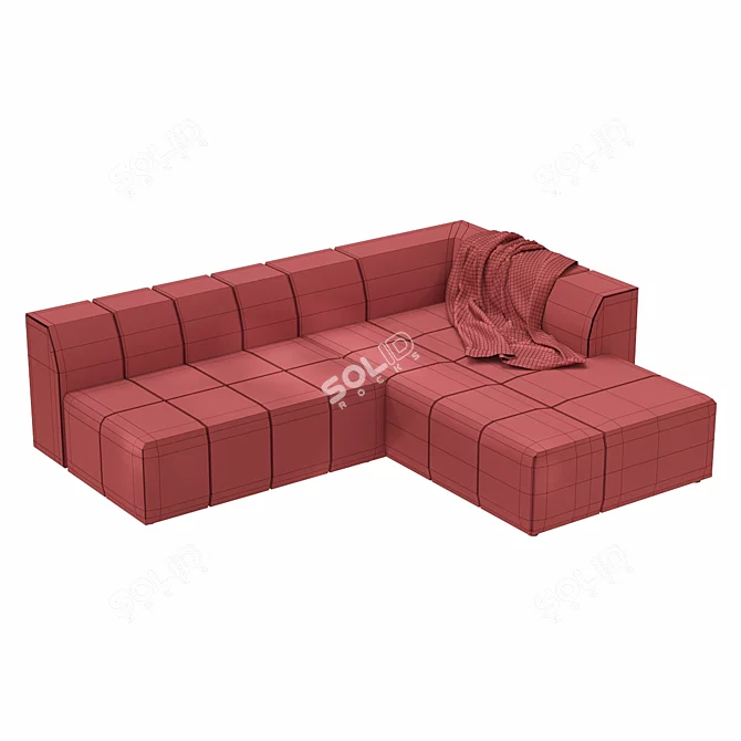 Sleek Olive Corner Sofa 3D model image 2