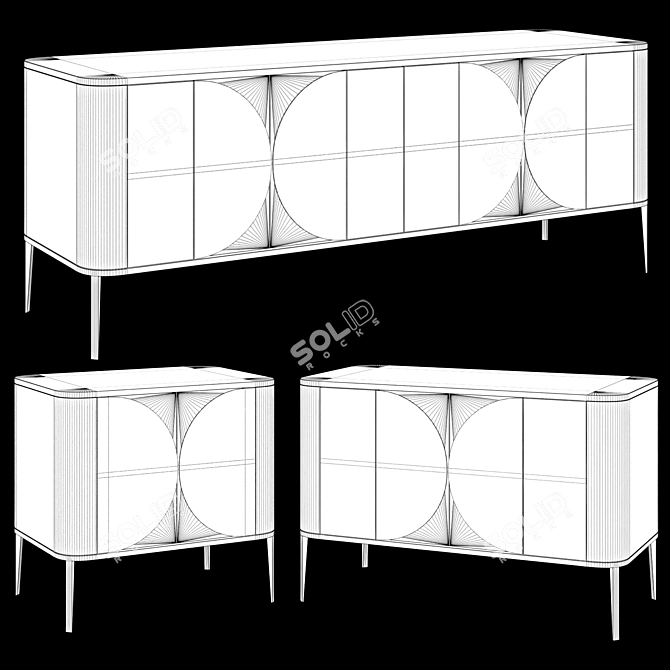 Art Deco Chest of Drawers & Bedside 06 3D model image 3