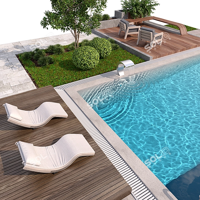 Luxury Pool Paradise: Corona 3D Model 3D model image 2