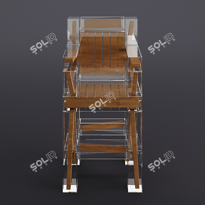 Elegant Wood & Glass Chair 3D model image 2