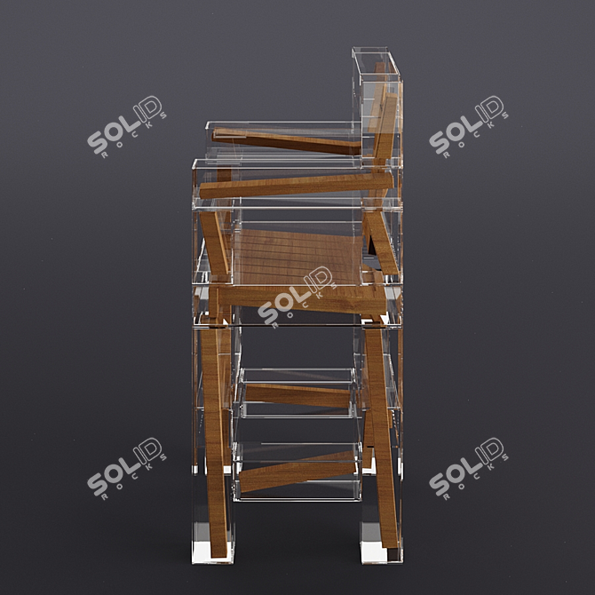 Elegant Wood & Glass Chair 3D model image 3