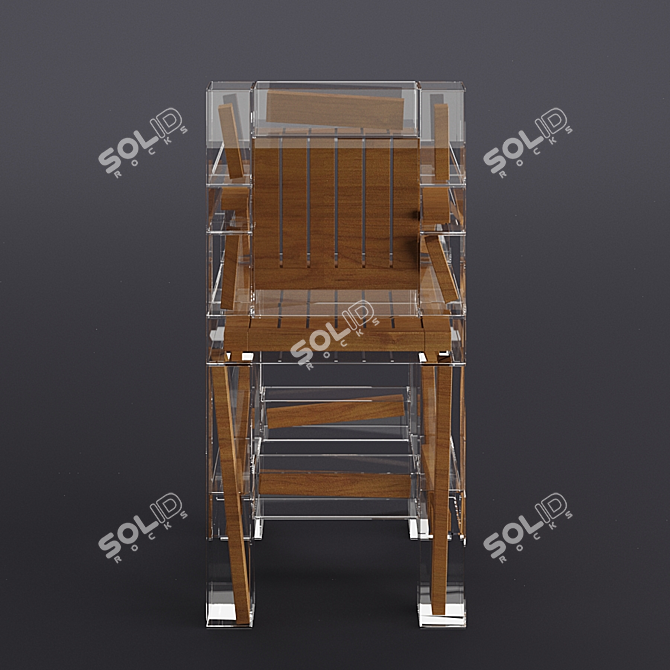 Elegant Wood & Glass Chair 3D model image 5