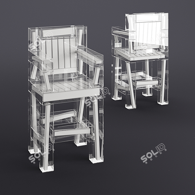 Elegant Wood & Glass Chair 3D model image 6