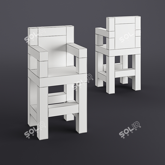 Elegant Wood & Glass Chair 3D model image 7