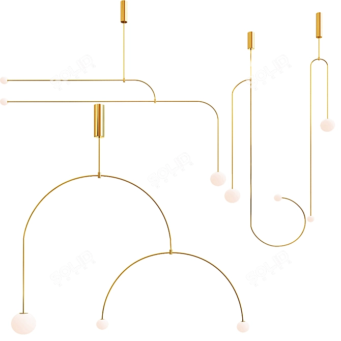 Black & Gold Lines Collection: Elegant Illumination 3D model image 2