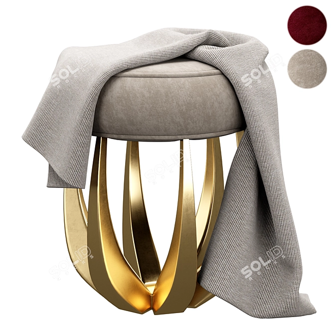 Luxury Betty Stool with Plush Blanket 3D model image 1