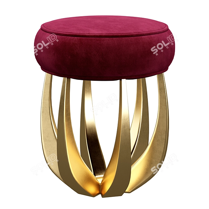 Luxury Betty Stool with Plush Blanket 3D model image 3