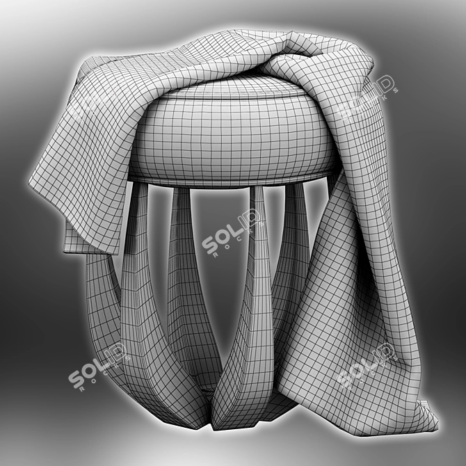 Luxury Betty Stool with Plush Blanket 3D model image 4