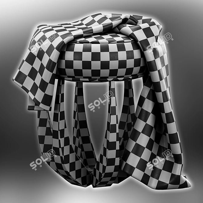 Luxury Betty Stool with Plush Blanket 3D model image 5