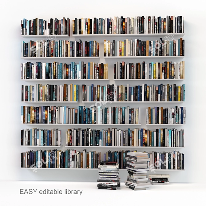 Title: Customizable Book Rows 3D model image 1