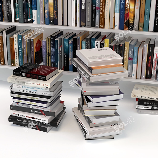 Title: Customizable Book Rows 3D model image 2