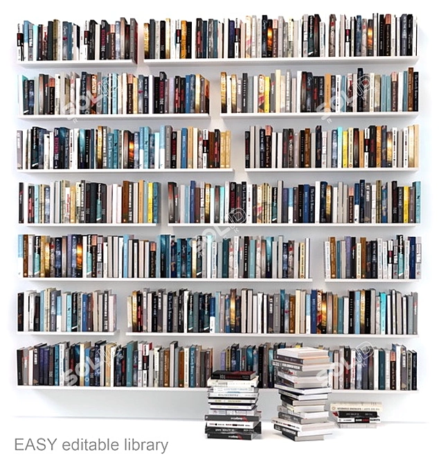 Title: Customizable Book Rows 3D model image 5