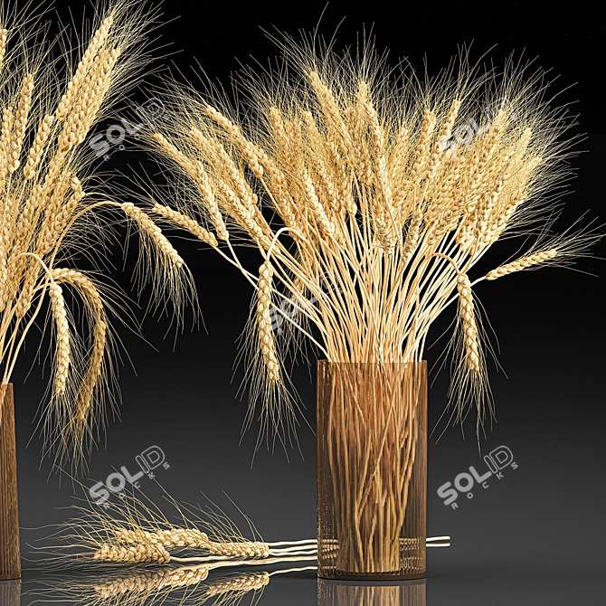 Elegant Wheat Spikelet Bouquet 3D model image 4