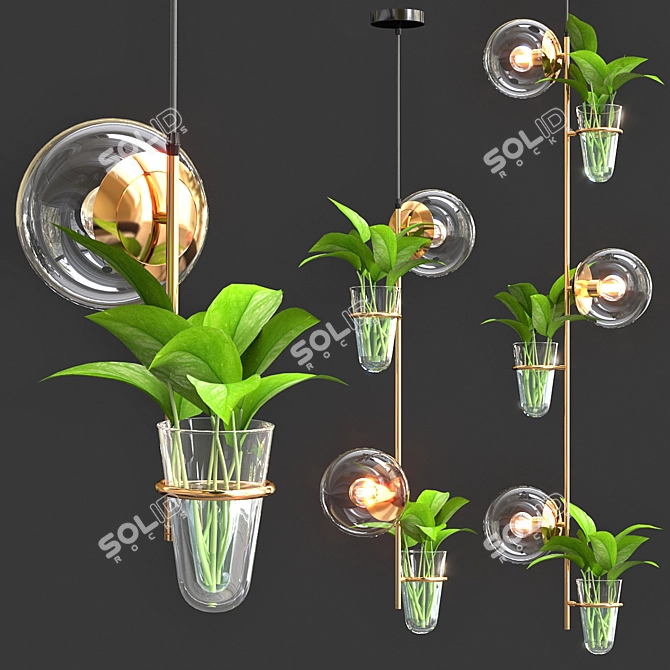 Modern Pendant Lamp with Hanging Plants 3D model image 1