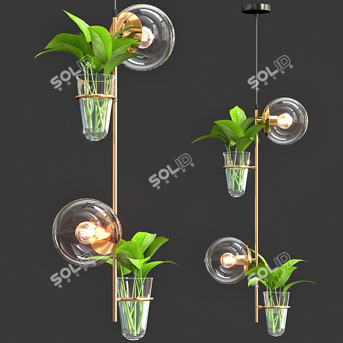 Modern Pendant Lamp with Hanging Plants 3D model image 3