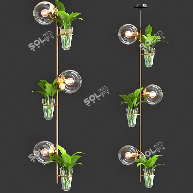 Modern Pendant Lamp with Hanging Plants 3D model image 4