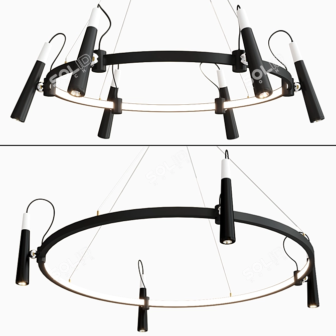 Modern Becky LED Metal and Acrylic Pendant 3D model image 1