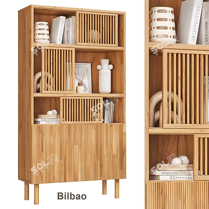 BILBAO Oak Bookcase: Modern Design, Functionality 3D model image 3