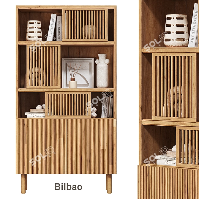 BILBAO Oak Bookcase: Modern Design, Functionality 3D model image 4