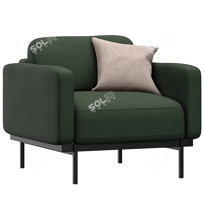 Jarrod Forest Green Armchair: Stylish and Comfortable 3D model image 3