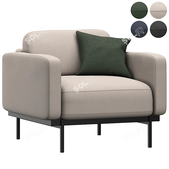 Jarrod Forest Green Armchair: Stylish and Comfortable 3D model image 6