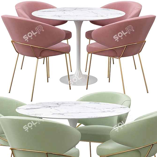 Modern Kinley Chair & Apriori T Dining Table 3D model image 1