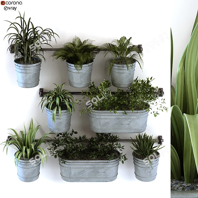 Modern Plant in Vase Set 3D model image 1