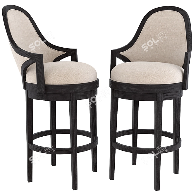 Elegant Swivel Counter Stool 3D model image 2