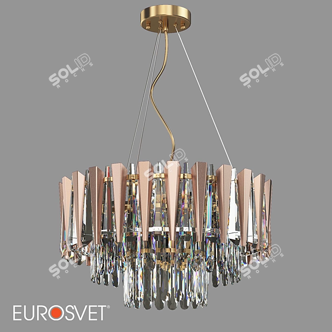 Golden Crystal Pendant Chandelier by Bogate's 3D model image 1