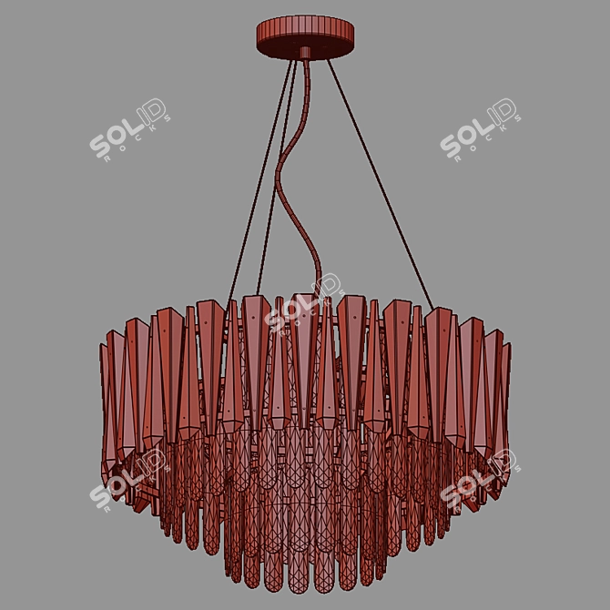 Golden Crystal Pendant Chandelier by Bogate's 3D model image 2