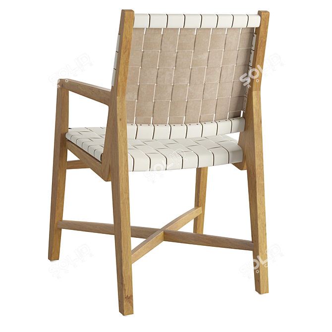 Taj White Woven Leather Dining Chair 3D model image 3