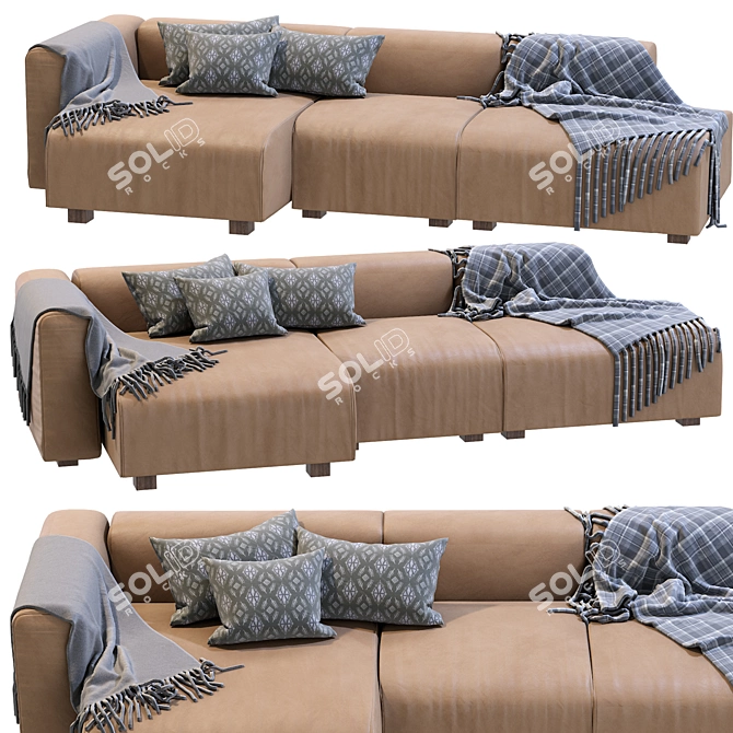 Luxurious Mags 3 Seater Leather Sofa 3D model image 2