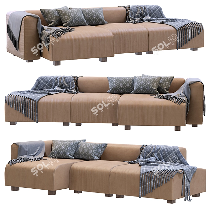 Luxurious Mags 3 Seater Leather Sofa 3D model image 3