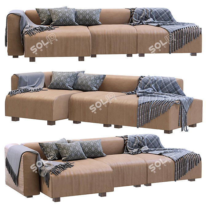 Luxurious Mags 3 Seater Leather Sofa 3D model image 4
