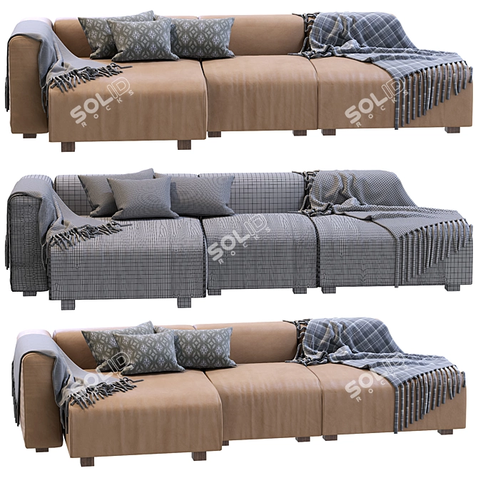 Luxurious Mags 3 Seater Leather Sofa 3D model image 5