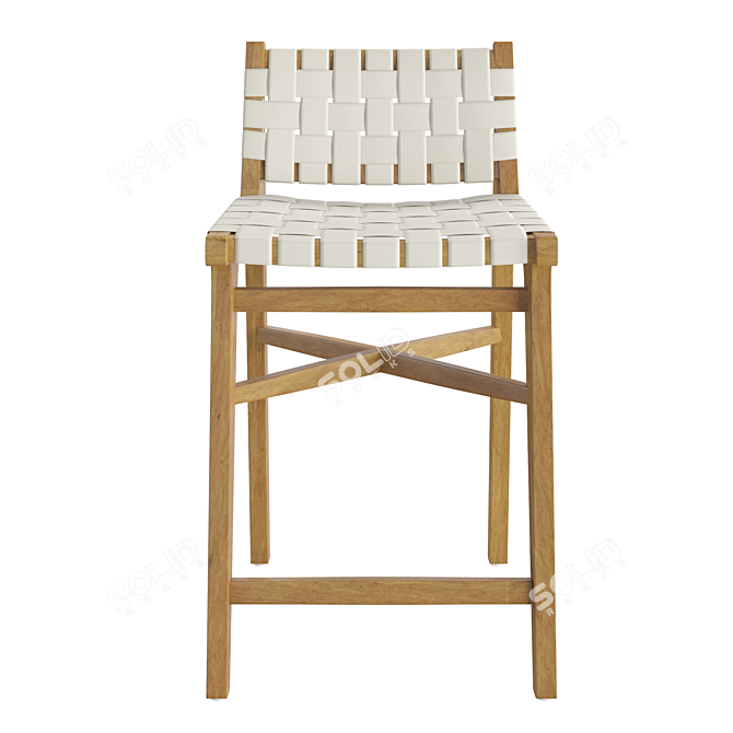 Elegant Taj White Leather Stool 3D model image 2